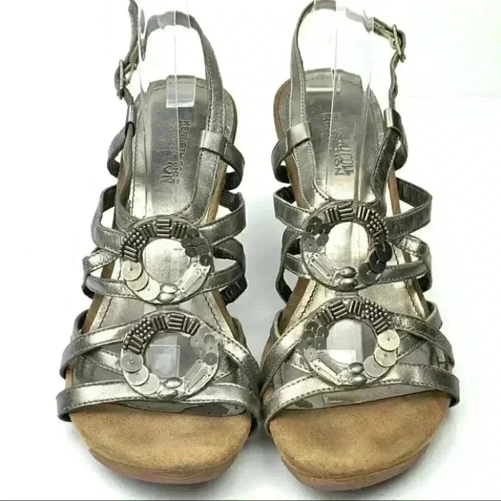 Kenneth Cole reaction sandals sz 8 leather wedges